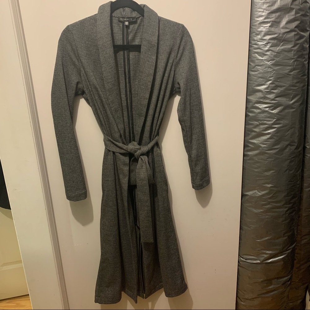 Dynamite - Black and White Coat with Belt